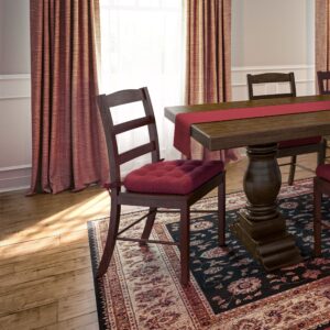 Barnett Home Decor Chenille Rib Claret Red Dining Chair Cushion with Ties - Latex Foam Fill, Reversible - Made in USA (Red/XL)