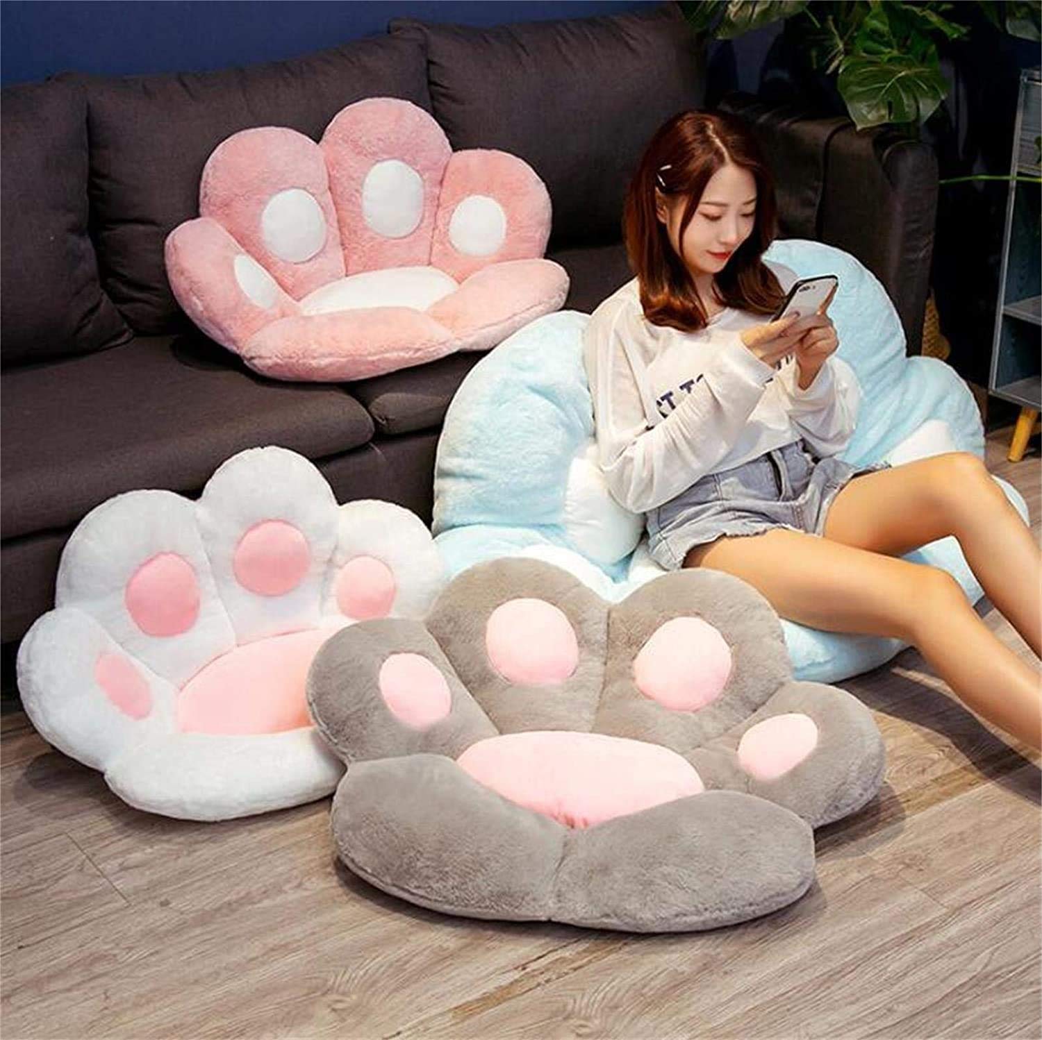 Reversible Armchair Seat Cushion Soft Cozy Bear Paw Shaped Chair Cushion Plush Comfort Seat Pad Office Cozy Warm Seat Pillow Relieves Back Coccyx Sciatica and Tailbone Pain Relief Chair Cushions