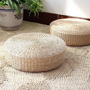 mahao japanese style handcrafted eco-friendly padded knitted straw flat seat cushion,hand woven tatami floor cushion corn maize husk (dia50cm/19.7" x 10cm/4")