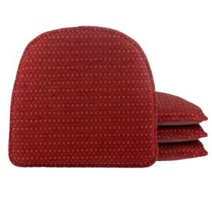 klear vu raindrop non slip dining chair pad cushion, set of 4, red