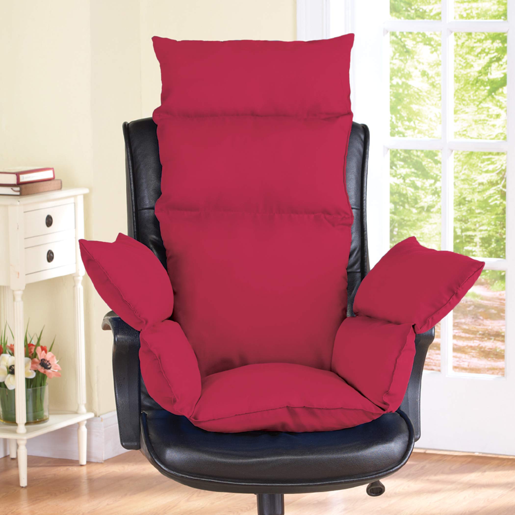 Collections Etc Extra Support Cozy Chair Cushion, Burgundy