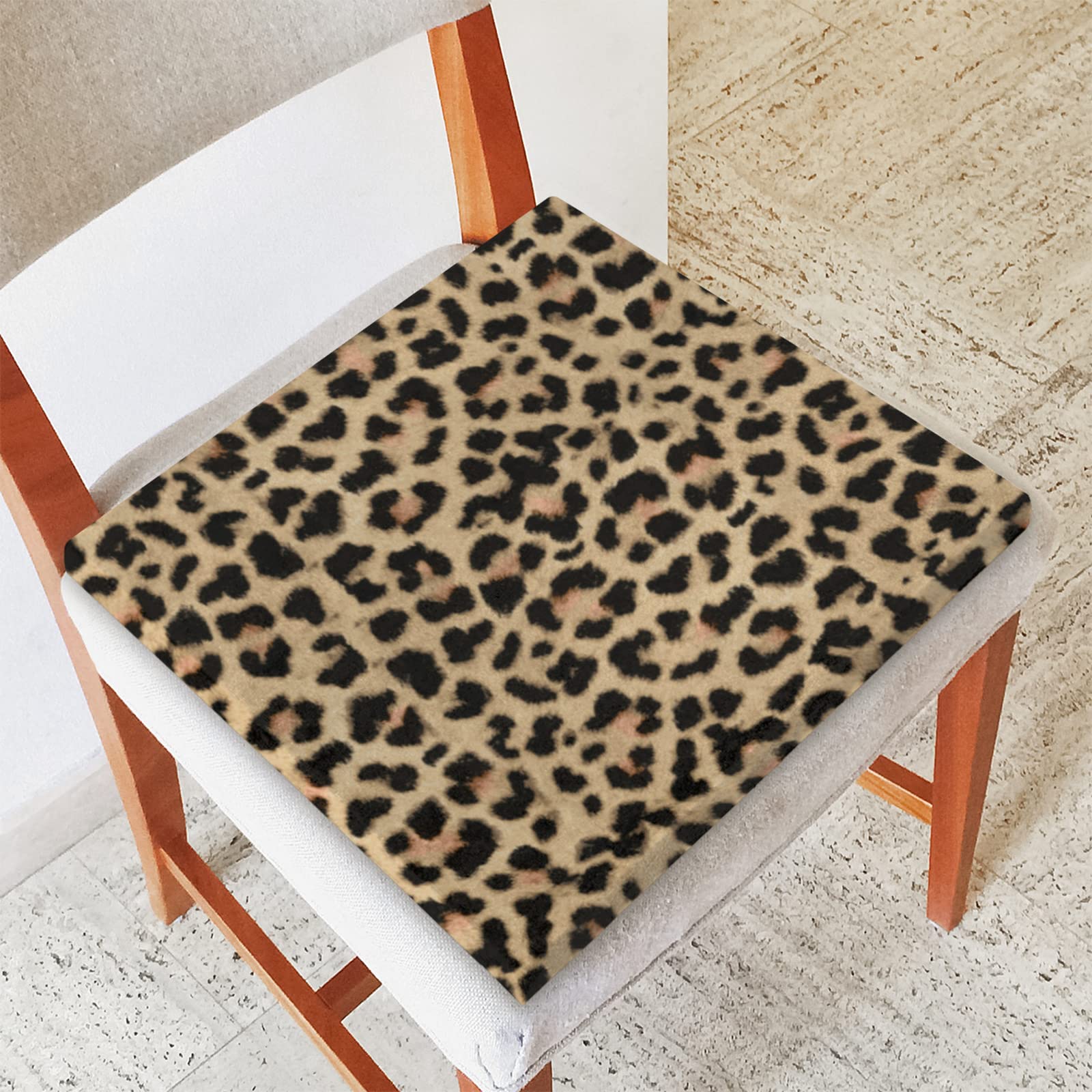 Chair Pad Chair Cushion Leopard Print Chair Seat Cushion Memory Foam Chair Pad Desk Chair Cushion Leopard Animal Seat Cushions for Office Dining Chairs