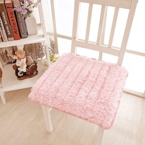 Soft Plush Chair Pads with Ties Winter Indoor Warmth Square Chair Covering Nonslip Comfort Dining Seat Pads Stool Mat Cover Decoration for Home Patio Kitchen Office Dorm