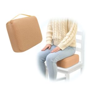 zelen extra thick chair cushion 4.5” booster seat cushion for elderly adult thick firm chair cushion easy rise extra thick lift cushion for chair, couch, home, patio, office seats (khaki)
