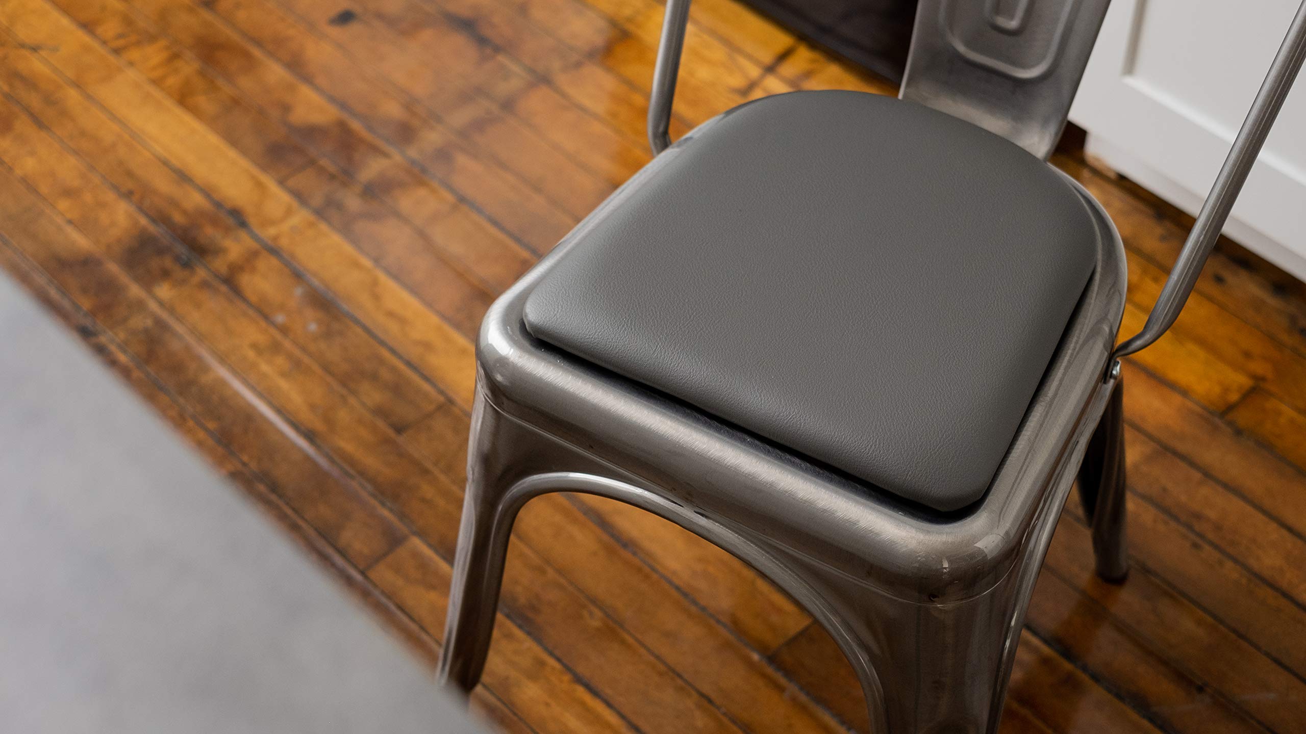 Rounded Back Chair Cushion: Fits Industrial/Modern/Farmhouse Type Chairs and Stools. Handmade in USA (Grey 4 Pack)