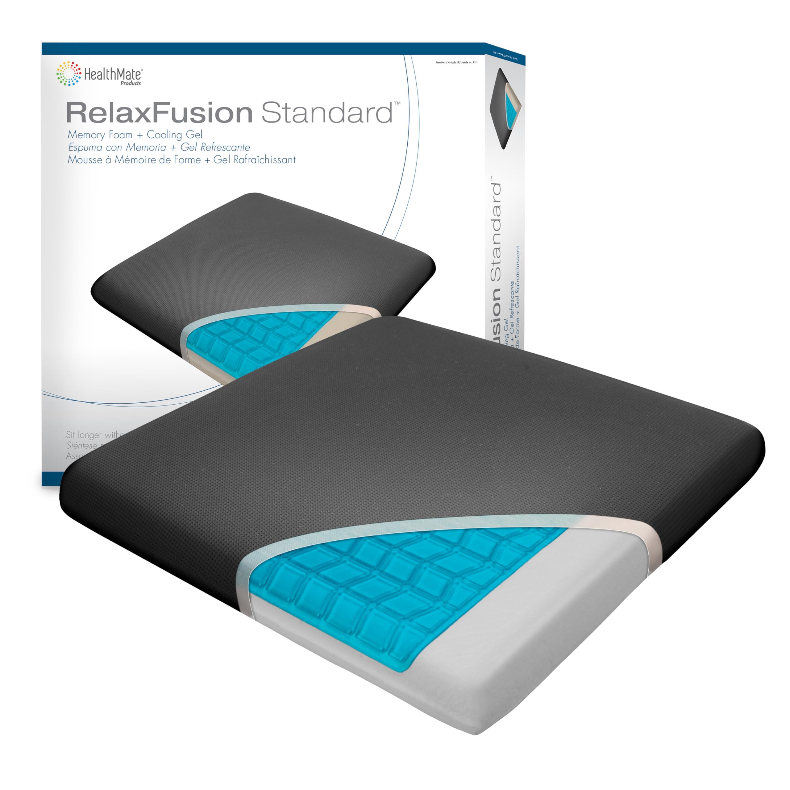 Wagan IN9111 Relax Fusion Standard Memory Foam and Gel Seat Cushion