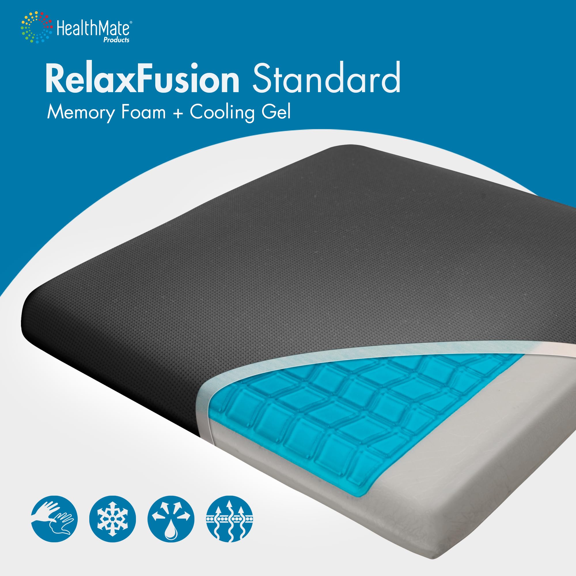 Wagan IN9111 Relax Fusion Standard Memory Foam and Gel Seat Cushion