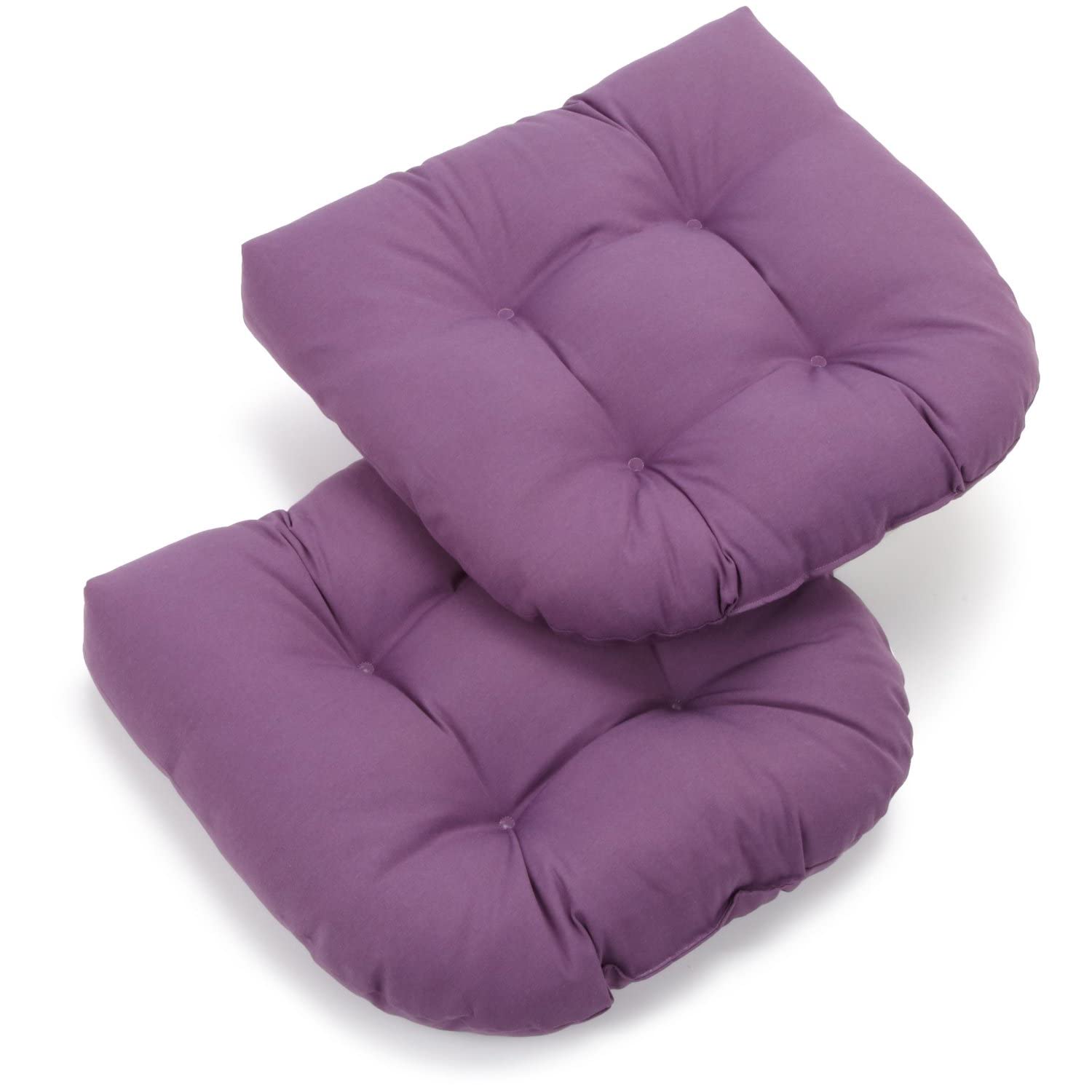 Blazing Needles, L.P. Twill Rounded Back Chair Cushion, 19" x 19", Grape, 2 Count