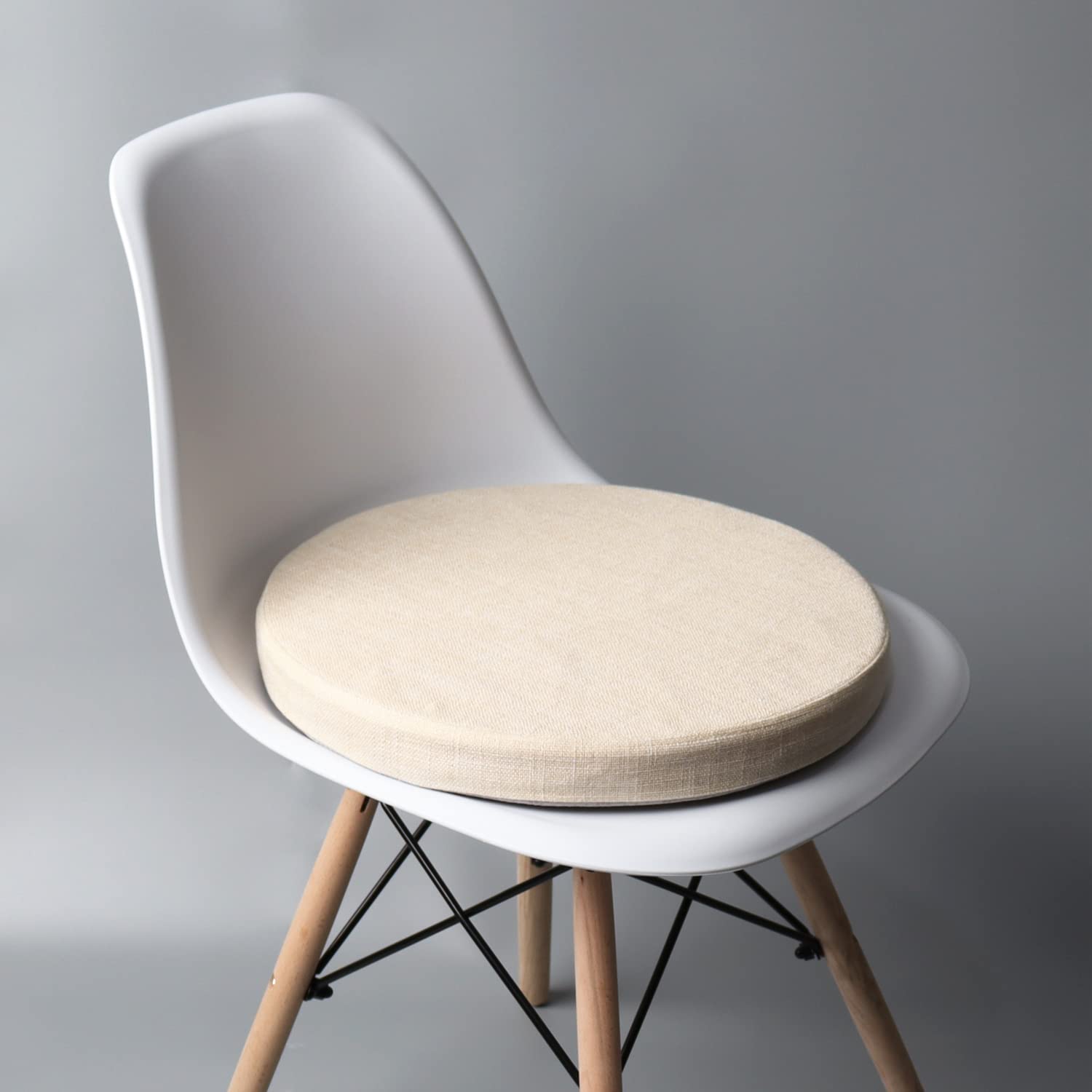 Soft Round Cushion Bedroom Office Kitchen Dining Chair Cushion Non Slip Chair Pad and Seat Cushion 14",Light Beige