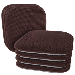 pagged brown chairs cushions for dining chairs 6 pack non slip foam kitchen seat cushions washable soft thick patio pads large wooden metal tapered chair cushions,17" x 16"