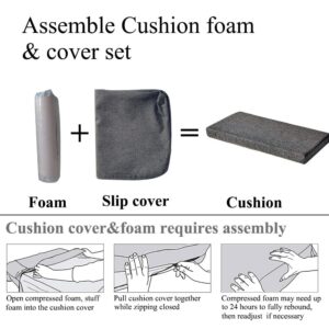 MICUSHION 16.5x16.5 Inch Chair Pads for Dining Chairs Set of 2 with Ties Non Slip Washable Seat Cushion with Zipper Indoor Chair Cushions for Kitchen, Grey