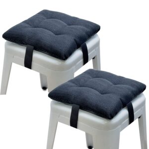 hfcnmy bar stool cushions square, 2 pack thick square seat cushion bar stool covers kitchen dining chair pads padding with ties removable 12 in black