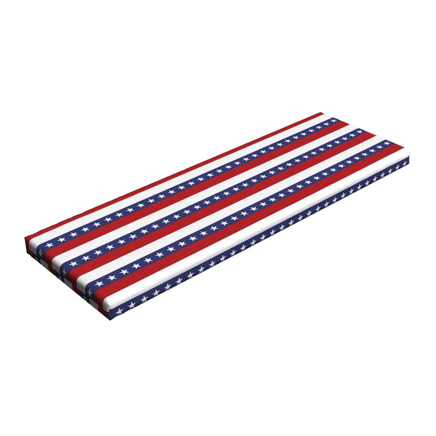 Ambesonne 4th of July Bench Cushion, Stars and Stripes Pattern American Flag Inspired Patriotic Theme, Standard Size Foam Pad with Decorative Fabric Cover, 45" x 15" x 2", White Blue