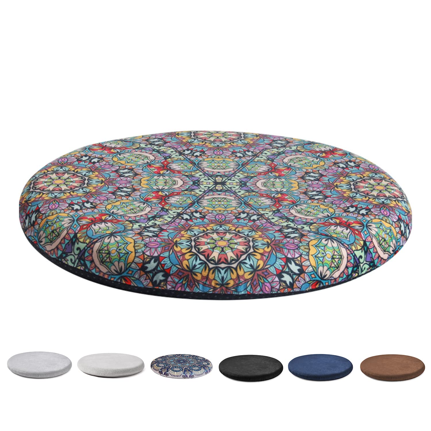 Gumcoly Round Memory Foam Chair Cushion Circle Bar Stool Pad Detachable Chair Seat Cushion with Removable Cover and Rubber Back Anti Slip Kitchen Dining Chair Pad 13 Inches Exotic