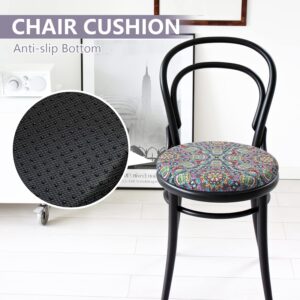 Gumcoly Round Memory Foam Chair Cushion Circle Bar Stool Pad Detachable Chair Seat Cushion with Removable Cover and Rubber Back Anti Slip Kitchen Dining Chair Pad 13 Inches Exotic