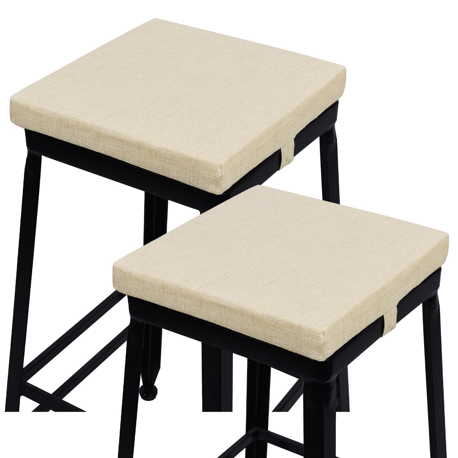 baibu 12 Inch Stool Cushion Square with Ties, Non-Slip Bar Stool Square Seat Cushion with with Machine Washable Cover - One Pad Only, Beige (12" (30CM))