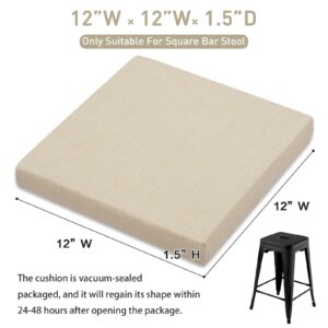 baibu 12 Inch Stool Cushion Square with Ties, Non-Slip Bar Stool Square Seat Cushion with with Machine Washable Cover - One Pad Only, Beige (12" (30CM))