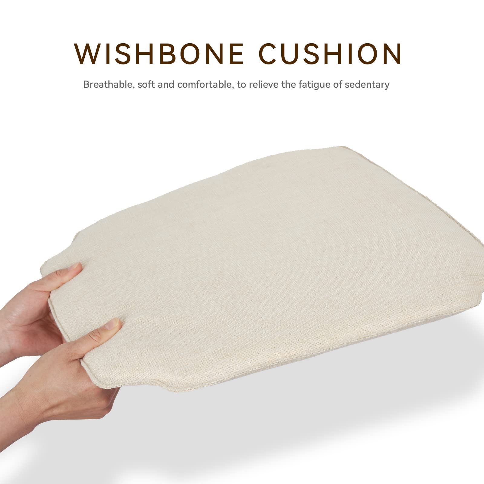 Polynices Wishbone Chair Cushion,Linen Fabric Chair Pads Suitable for Y Chair and Tatami (Beige)