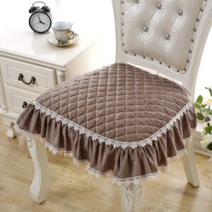 Ruffle Lace Chair Cushion,Polyester Kitchen Seat Pads,Luxury Not-Slip Seat Protector for Dining Chair Decor D 53x48cm(21x19inch)