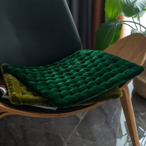 vctops luxury velvet square chair pad soft and comfy chair cushion tufted indoor seat cushion pillow tatami (dark green,17"x17")
