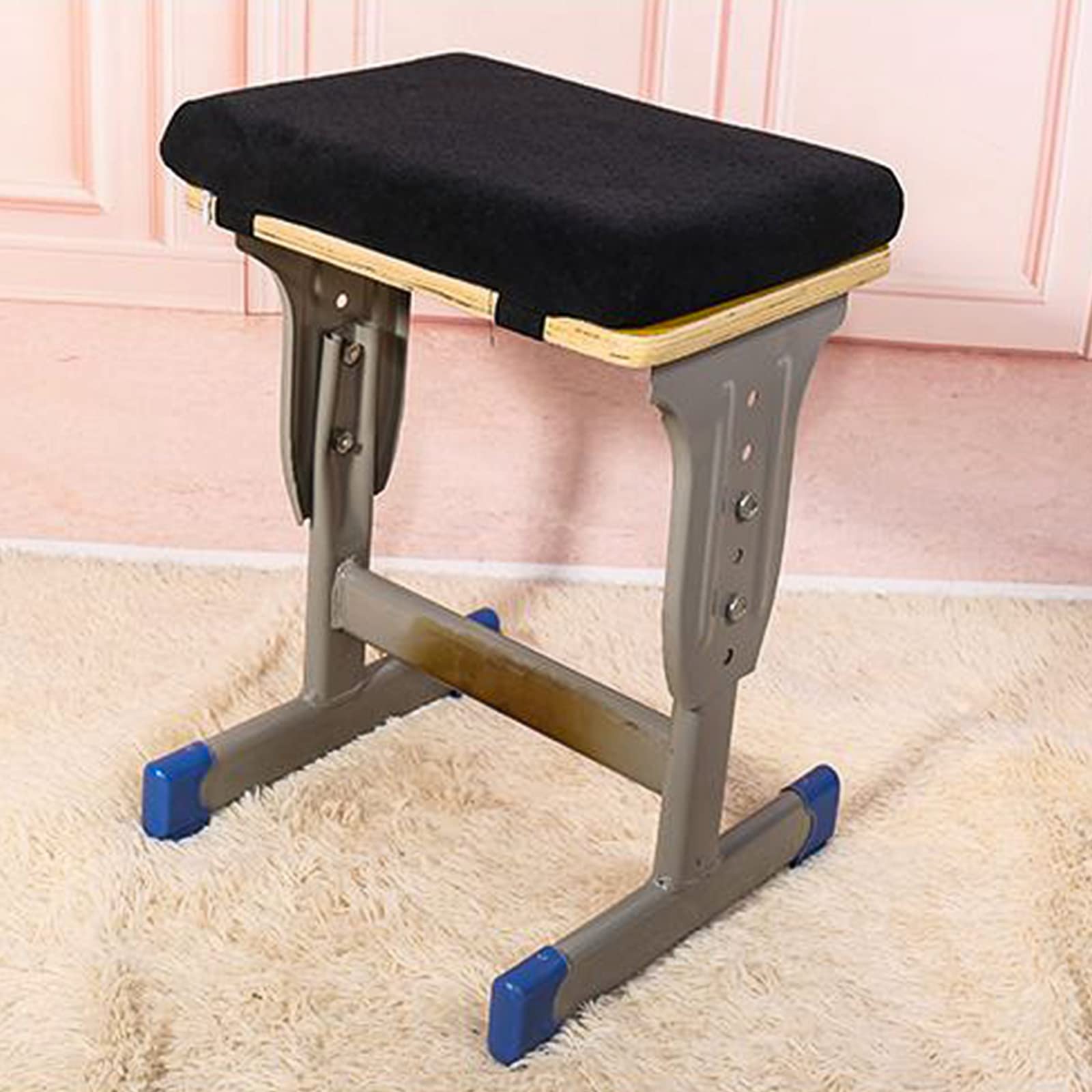 Rectangle Soft Memory Foam Chair Pad Cover Non-Slip Breathable Air Mesh Saddle Bar Stool Seat Cushion with Snap-on Button Tie for Home Kitchen Dining Bench School Office Chair Black, 13.4 x 9.4 Inch