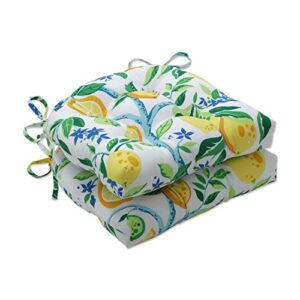 pillow perfect outdoor/indoor lemon tree large chair pads, 17” x 17.5”, yellow, 2 count