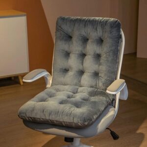 runlaikeji plush office chair cushion,one-piece office chair back cushion for back,desk chair cushion with tie,non slip seat cushion,fit desk chair cushion for long sitting(17.7 * 33.4inch)