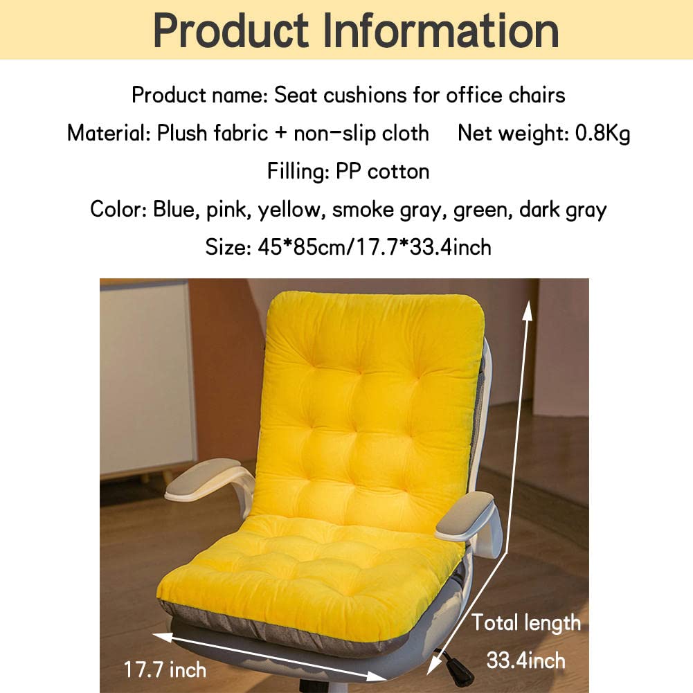 RUNLAIKEJI Plush Office Chair Cushion,One-Piece Office Chair Back Cushion for Back,Desk Chair Cushion with tie,Non Slip seat Cushion,Fit Desk Chair Cushion for Long Sitting(17.7 * 33.4inch)