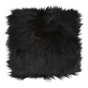 sibba faux fur area rugs chair pad protectors 12 inch mini square cover seat fuzzy cushion carpet mat soft fluffy rug couch for living bedroom sofa nail art photography background locker decor (black)