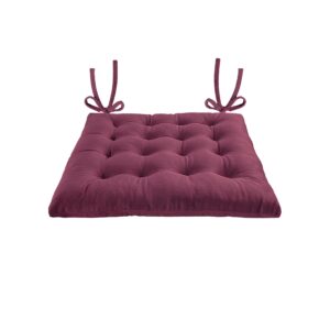 infinity collection square tufted plush chair pad/cushion for kitchen bar stool dining room durable reversible with tie backs size 15 in (maroon, 1)