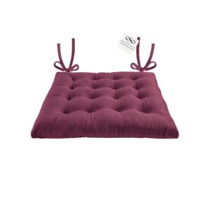 Infinity Collection Square Tufted Plush Chair Pad/Cushion for Kitchen Bar Stool Dining Room Durable Reversible with Tie Backs Size 15 in (Maroon, 1)