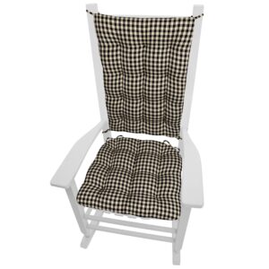 barnett home decor farmhouse check black standard rocking chair cushions - latex foam fill rocker seat pad & backrest cushion with ties - tufted, reversible, machine washable, checkered