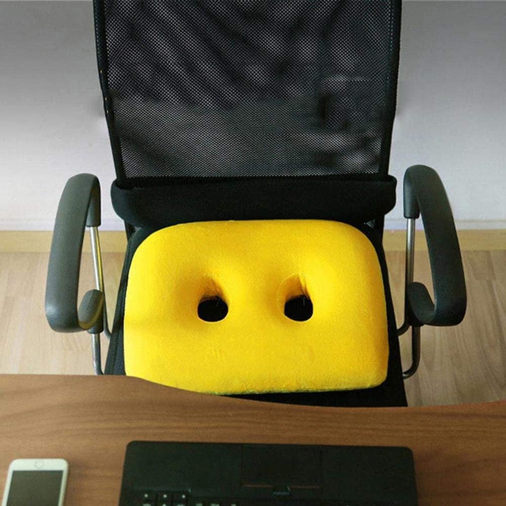 ESGT Ischial Tuberosity Seat Cushion with Two Holes for Sitting Bones-Washable & Breathable Cover Travelling,Reading,Home,Office, Yellow