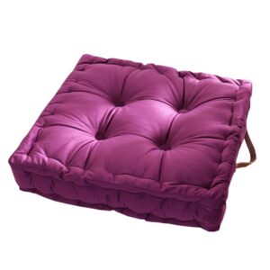 vctops square solid color velvet seat cushion with handle tufted thicken chair pad tatami floor pillow cushion 16.5"x16.5"x4" purple