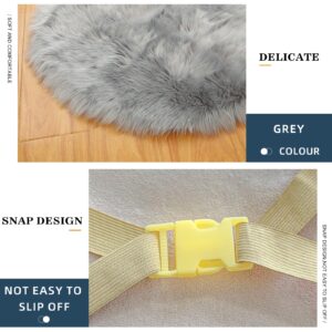 Eanpet Faux Fur Rug Sheepskin Chair Cushion Pad with Snap 18 x 18 Round Seat Cover Fluffy Chair Pillow Soft Circle Rug Carpet Area Rug for Bedroom,Living Room,Grey