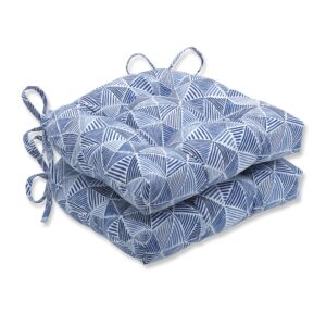 pillow perfect indoor stitches ocean chair pads, blue 2 count