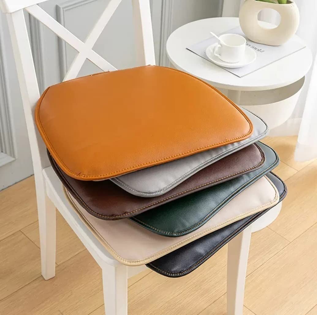 MOODMUSE Leather Kitchen Chair Cushions - Horseshoe Shape Seat Cushion and Dining Room Chair Pad 43 * 40CM Non Slip Rubber Back 1/2/4 Packs (Color : Brown, Size : Set of 4)