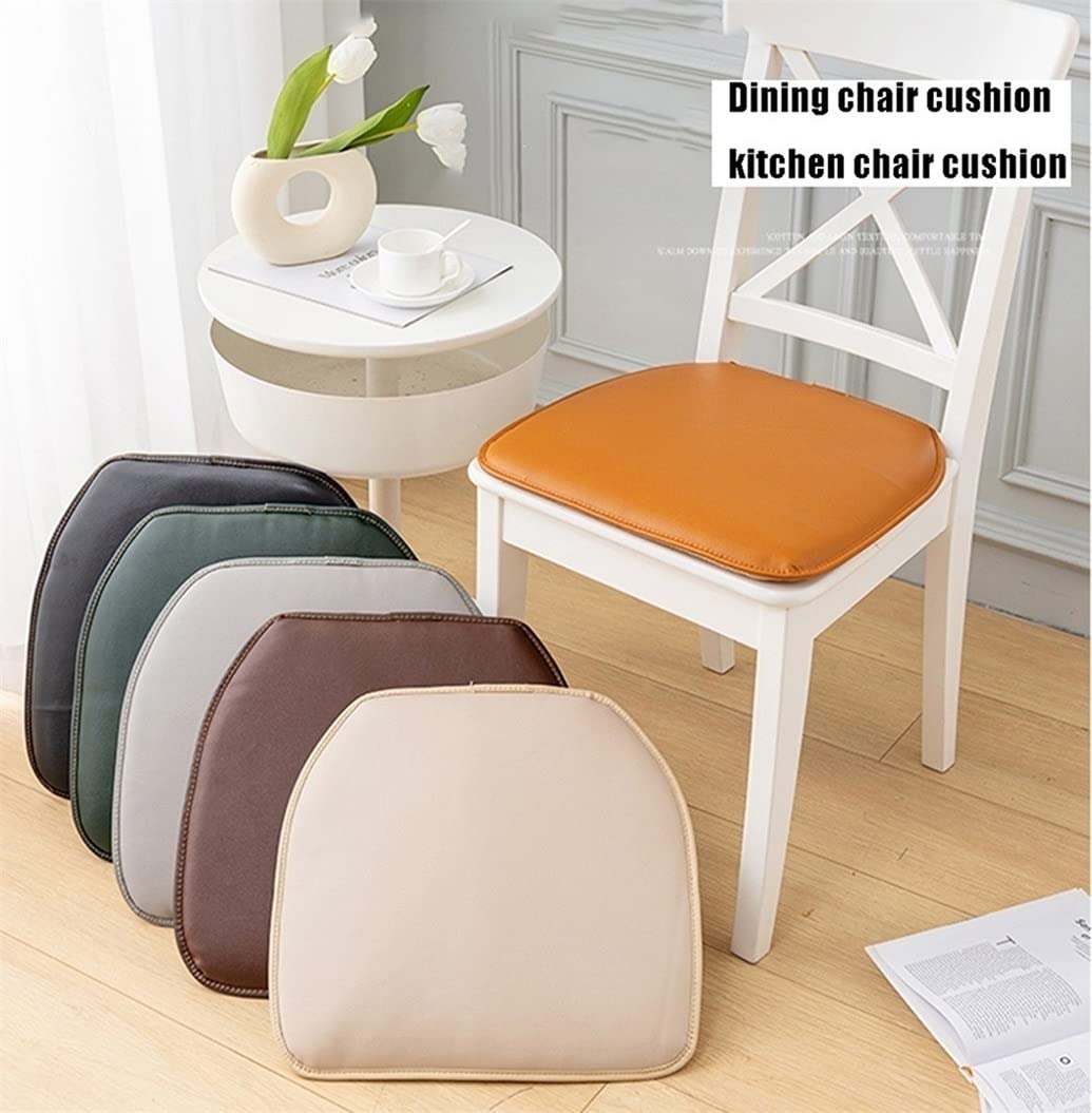 MOODMUSE Leather Kitchen Chair Cushions - Horseshoe Shape Seat Cushion and Dining Room Chair Pad 43 * 40CM Non Slip Rubber Back 1/2/4 Packs (Color : Brown, Size : Set of 4)