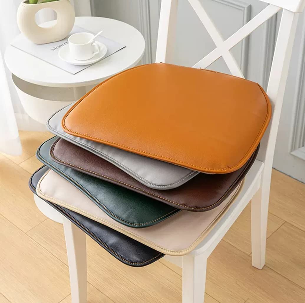 MOODMUSE Leather Kitchen Chair Cushions - Horseshoe Shape Seat Cushion and Dining Room Chair Pad 43 * 40CM Non Slip Rubber Back 1/2/4 Packs (Color : Brown, Size : Set of 4)