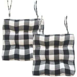buena decor kitchen chair cushions with ties, set of 2 buffalo-checked dining pads seat for chairs, 17 x inches buffalo-plaid christmas decoration home (black white big stripes)