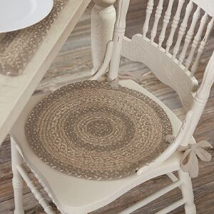 vhc brands cobblestone farmhouse decor dining room jute chair pad with ties- 15 inch round seat cushion, single pack, taupe