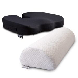 5 stars united half moon bolster semi-roll pillow and seat cushion for desk chair, bundle