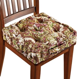 collections etc thick padded tapestry booster tufted chair cushion chocolate chair pad