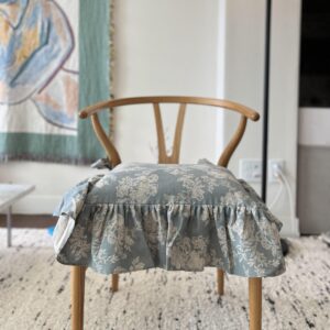 cozymomdeco Korean Made Chair Pad Slipcover 17.7'x17.7' Chair Cushion Cover Ties with Ruffle Farmhouse Decor NO Cushion Insert Included (Mint Floral)