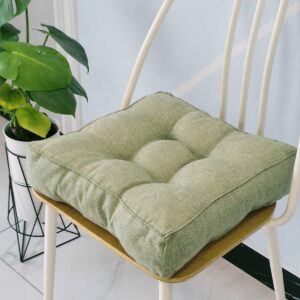 vctops faux linen square padded chair seat cushion,soft solid chair pads,comfortable sitting for office,home or car 18"x18" mo green