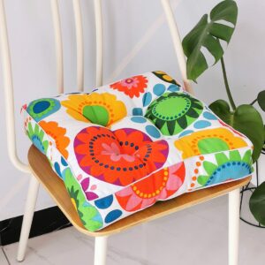 vctops 1pc indoor outdoor bohemian square chair cushion seat pad floor cushion pillow (sun flower 1, 16"x16")