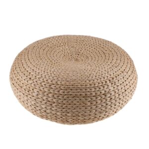 knitted straw flat seat cushion, 15.7inch round pouf tatami cushion floor