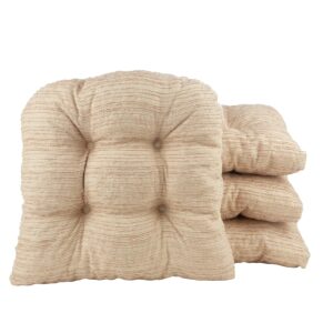 klear vu memory foam chair cushions, non-slip grip dot, 15 x 15 x 3 inches, set of 4, 4 pack, natural tan 4 count