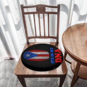 Puerto Rico Flag It's in My DNA Seat Round Memory Foam Cushion Print 15 Inches Chair Pad for Home Kitchen Office