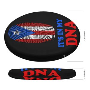 Puerto Rico Flag It's in My DNA Seat Round Memory Foam Cushion Print 15 Inches Chair Pad for Home Kitchen Office